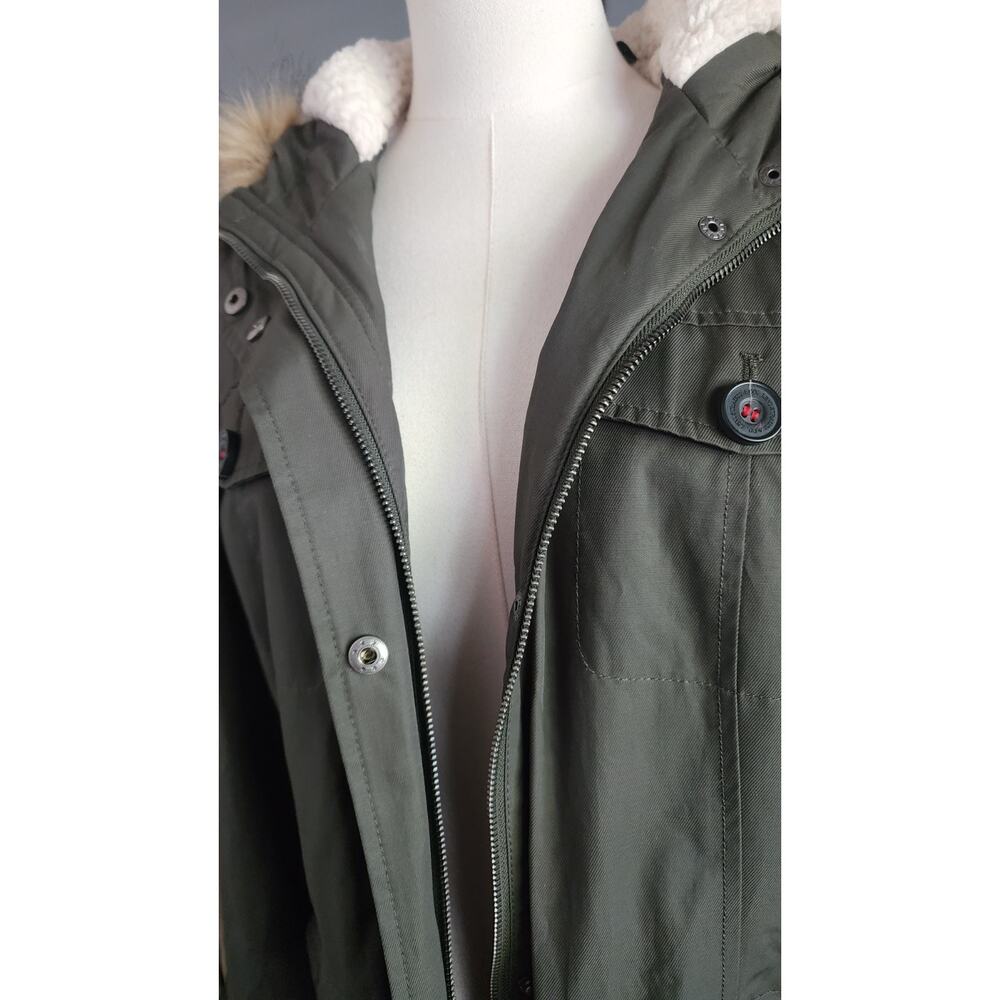 Levi Strauss NEW Fur Hood Parka Coat Size Medium Green Jacket Sherpa Lined - Picture 5 of 10